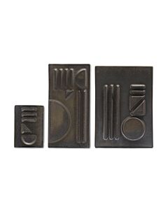 CERAMIC RELIEF WALL DECORATION SET/BLACK
