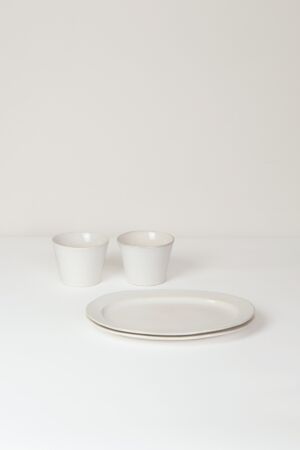 HUSTINGS | PLATE 2PCS SET 04 | PLATE L & CUP WH