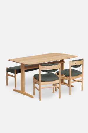 DINING SET / OVAL TOP P/P OAK + ANTBACK CHAIR + BENCH |CLEAR 