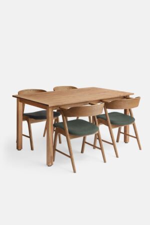 DINING SET / RECT TOP OAK P/P + LAME CHAIR
