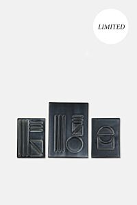 CERAMIC RELIEF WALL DECORATION SET/NAVY