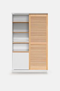 KNOT | CUP BOARD | WH | OAK LOUVER DOOR