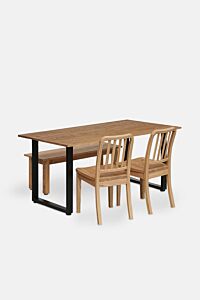 DINING SET / VENT RECT TOP P/P+ BASIC CHAIR+UNIT BENCH