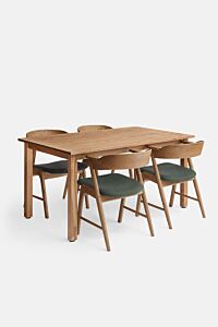 DINING SET / RECT TOP OAK P/P + LAME CHAIR