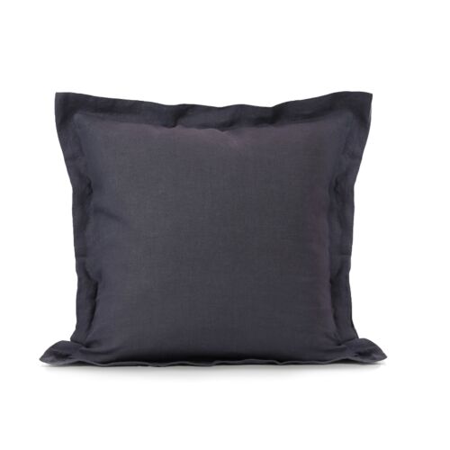 LINEN CUSHION COVER/PURPLE CHARCOAL